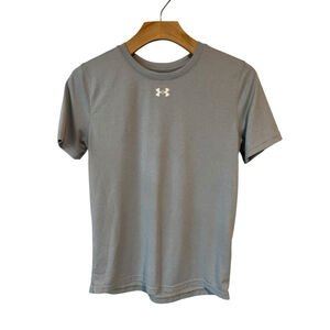 Under Armour Shirt Boys Youth Large Gray Short Sleeve Tee